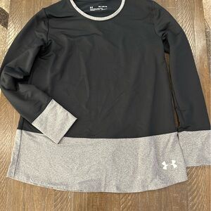 Under Armour Black Athletic Long Sleeve Top with Heather Gray Trim